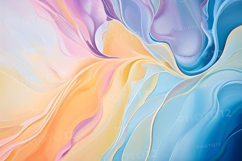 Abstract pastel painting with flowing lines intertwine organic shapes symbolizing springs awake, AI generated