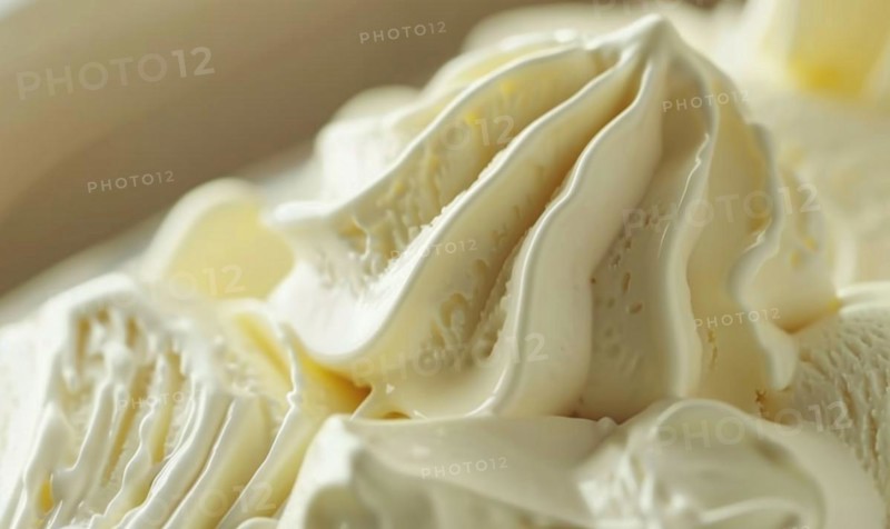 Close-up of melting vanilla ice cream, abstract background with ice cream close up view AI generated