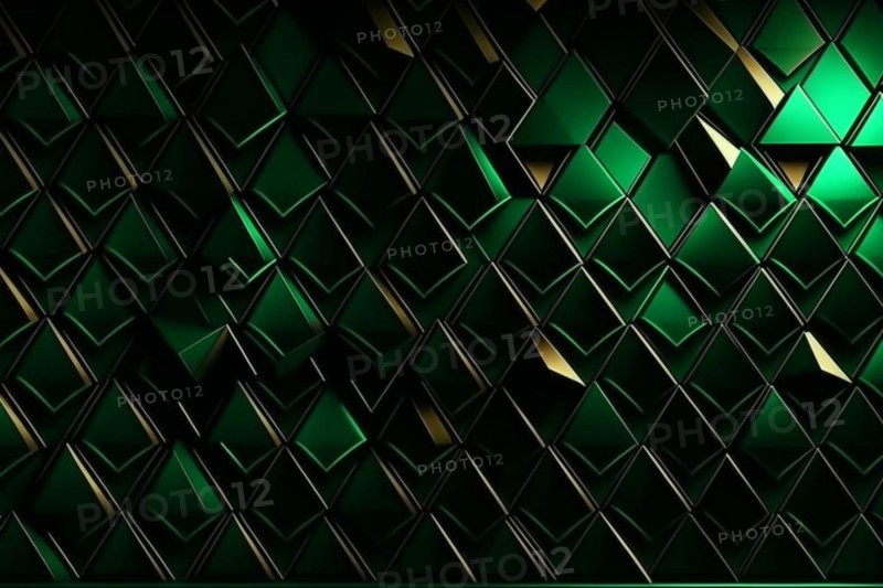 Dark green geometric pattern with hexagons and a subtle glow, AI generated
