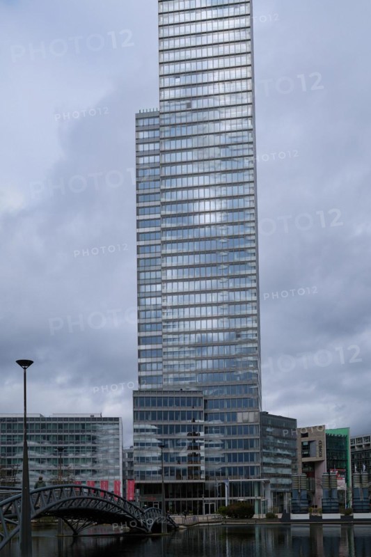 Building and bridge in the Mediapark, Cologne, Germany, Europe