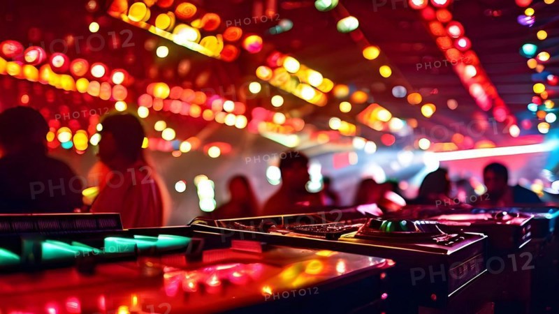 90s themed dance arena pulsating with the nostalgia of a rave a dj, AI generated