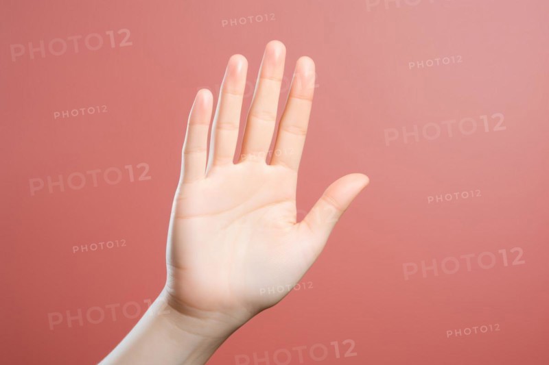 Woman's hand in stop pose. KI generiert, generiert, AI generated