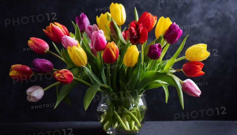 A large bouquet of colourful tulips, spring, AI generated, AI generated