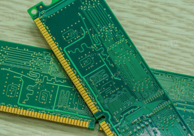 Several RAM modules placed together showcasing their gold contacts and green circuitry, in South Korea