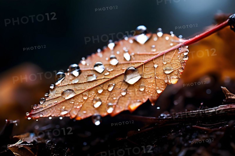 Ice forming intricate patterns on a leaf symbolizing the unexpected cold spells, AI generated