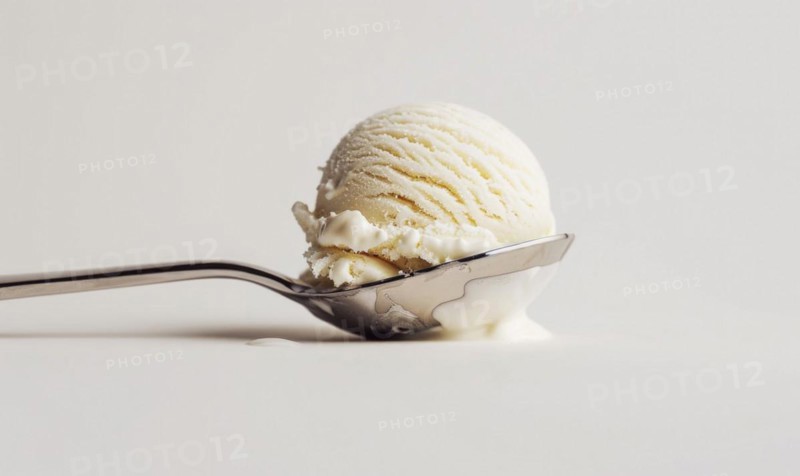 Ice cream scoop on white background, closeup AI generated