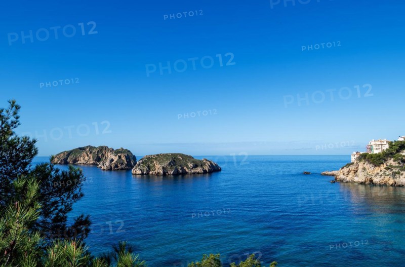 Malgrats-Inselm, Illes de las Malgrats seen from the Parque de les Malgrats, near Santa Ponca or Santa Ponsa, Majorca, Balearic Islands, Spain, Europe