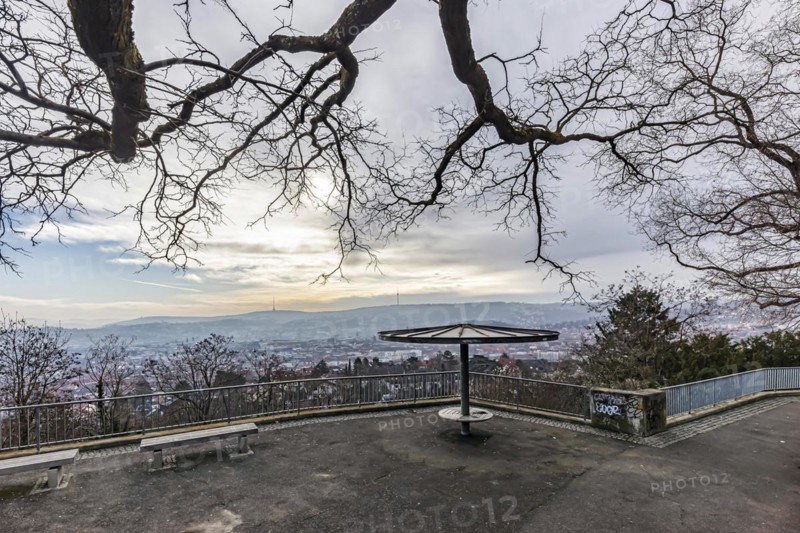 View of the city of Stuttgart, panorama from the Zeppelinstrasse viewpoint, Stuttgart, Baden-Wuerttemberg, Germany, Europe
