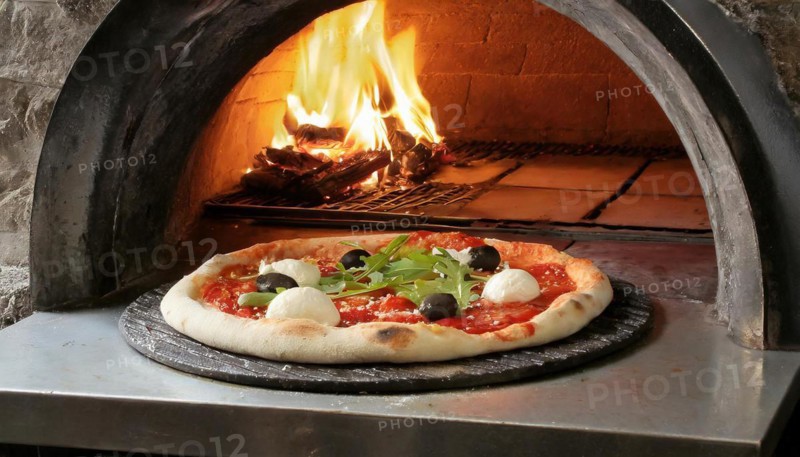 Food, pizza in front of the pizza oven, AI generated, AI generated