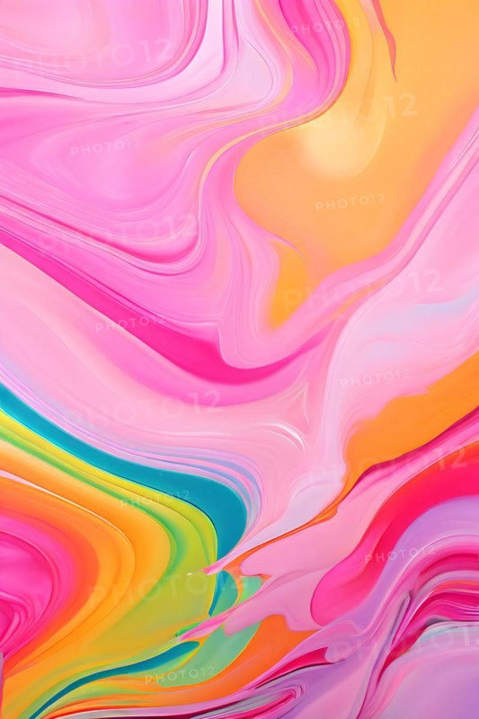 Abstract painting with flowing lines intertwine organic shapes symbolizing springs awake, AI generated