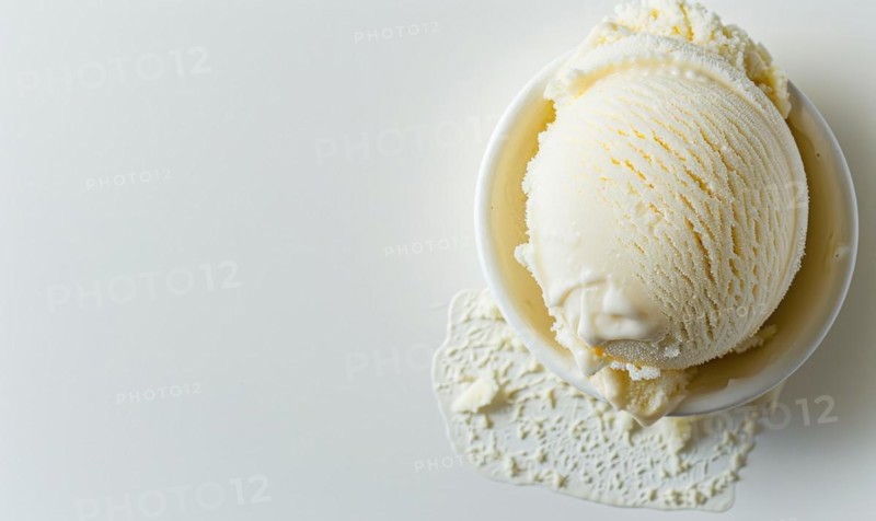 Ice cream scoop on white background, closeup AI generated