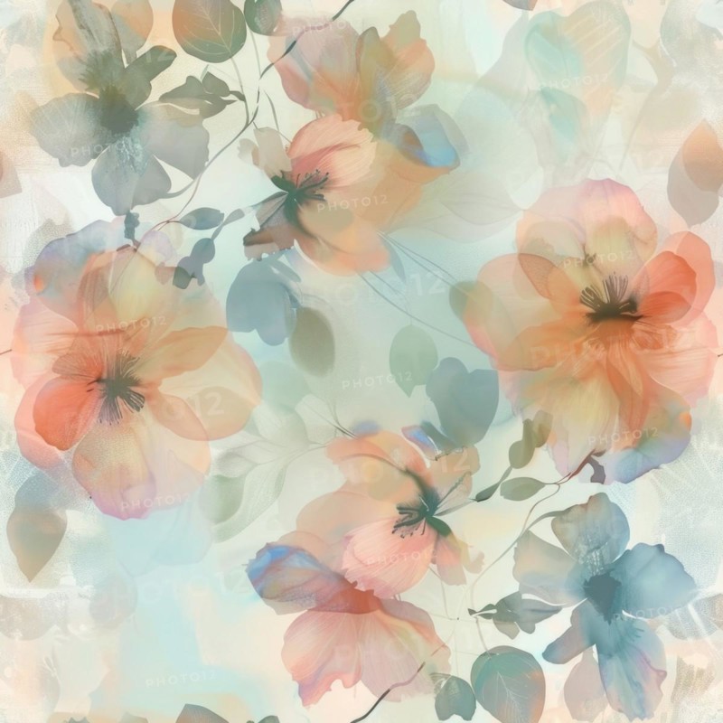 Floral watercolor pattern with delicate roses and foliage AI generated