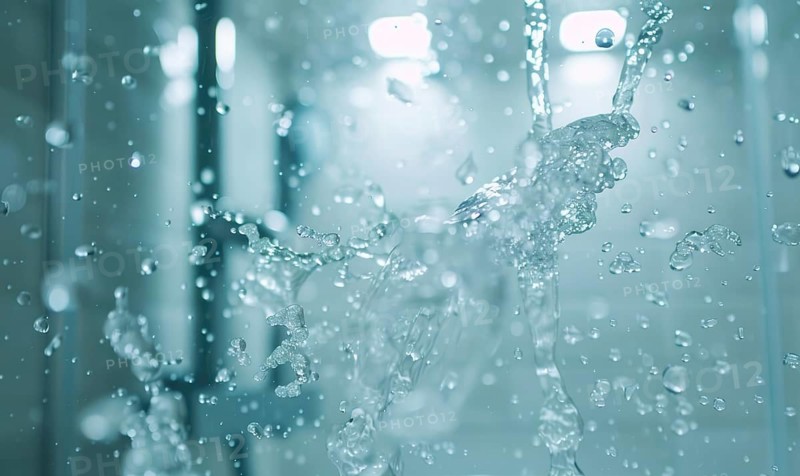 Dynamic splash of clear water captured with high-speed photography, AI generated