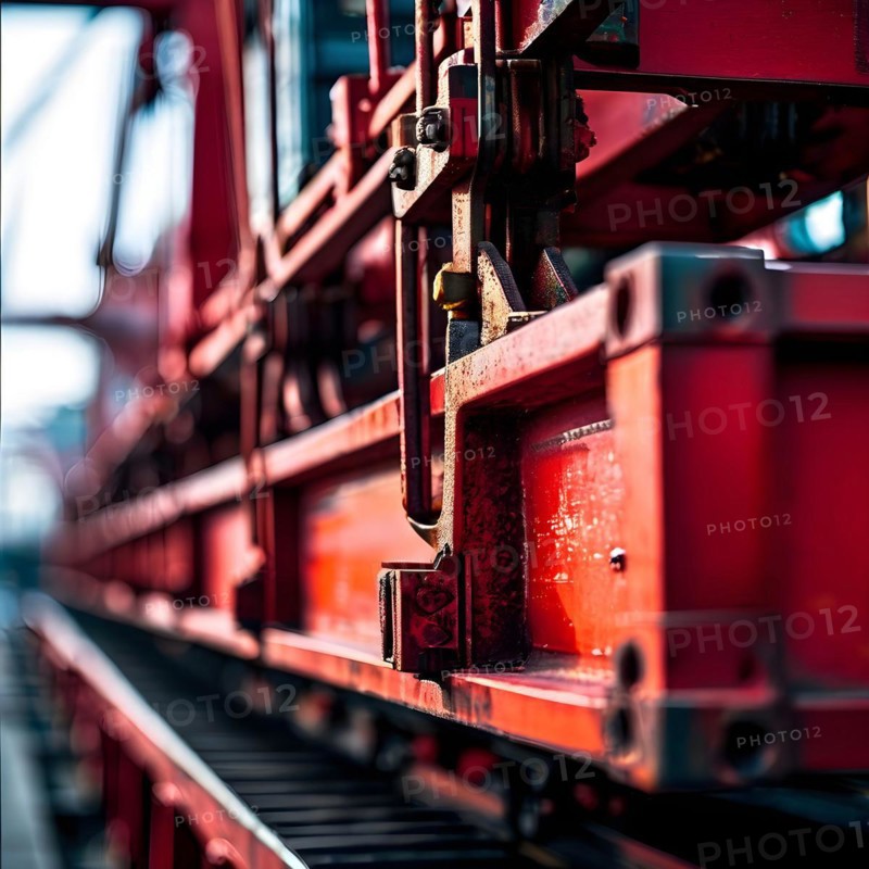 Detail of container crane interlocking mechanisms demonstrating efficient cargo handling, AI generated
