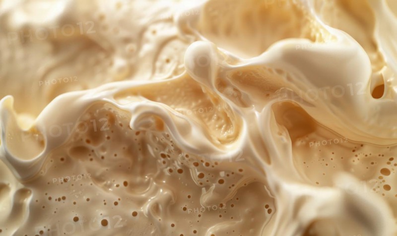 Close-up of melting vanilla ice cream, abstract background with ice cream close up view AI generated
