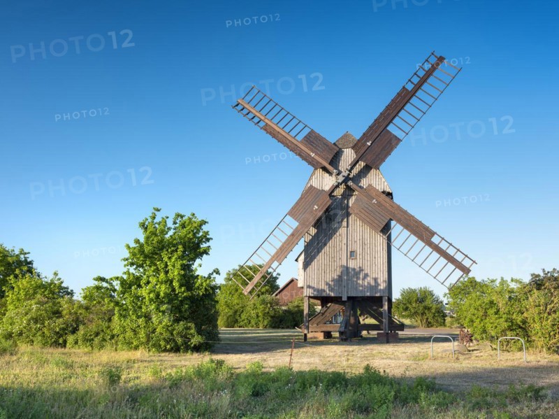 Mill, windmill, trestle windmill, Authausen, Saxony, Germany, Europe