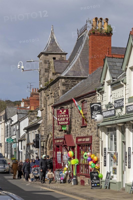 Houses, Castle Street, Conwy, Wales, Great Britain