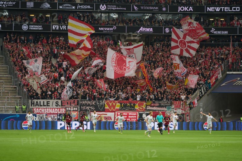 Bundesliga Eintracht Frankfurt-Union Berlin at Deutsche Bank Park in Frankfurt. Berlin's fans. Frankfurt, Hesse, Germany, Europe
