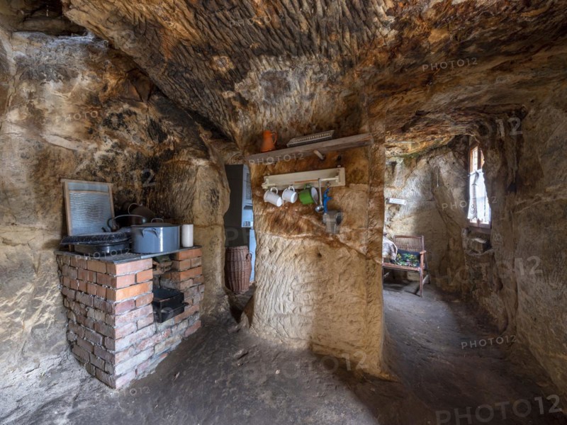 Cave dwelling on the Schaeferberg in Langenstein, Harz foreland, Halberstadt, Saxony-Anhalt, Germany, Europe