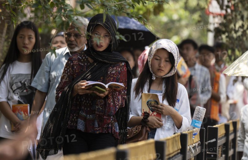 Christian devotees takes part in a perform to re-enactment of the crucifixion of Jesus Christ during a procession on Good Friday, on March 29, 2024 in Guwahati, Assam, India. Good Friday is a Christian holiday commemorating the crucifixion of Jesus Christ and his death at Calvary