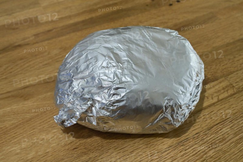 Doener kebab wrapped in aluminium foil