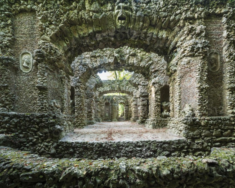 Ruin theatre in the Sanspareil rock garden, Franconian Switzerland-Veldensteiner Forst nature park Park, Wonsees, Upper Franconia, Franconian Switzerland, Bavaria, Germany, Europe