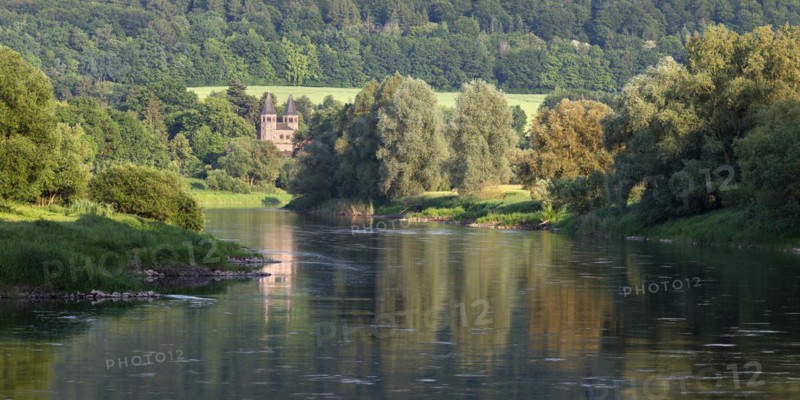 Bursfelde Monastery on the River Weser, Weser Valley, Weserbergland, Hesse, Germany, Europe