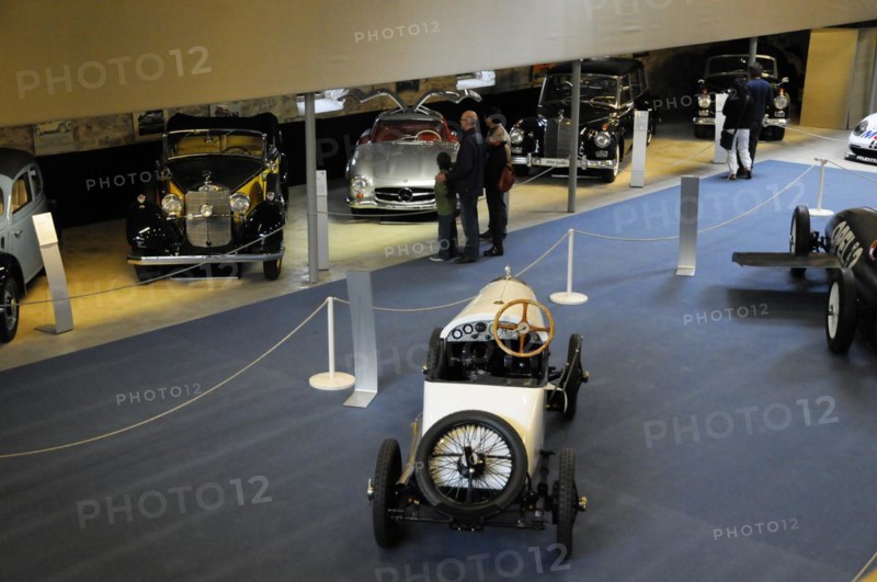 German Car Museum Langenburg, Interior view of a car museum with visitors and various vintage cars, German Car Museum Langenburg, Langenburg, Baden-Wuerttemberg, Germany, Europe