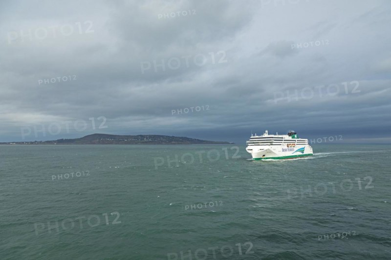 Irish Ferries ferry arrives at the harbour, Howth Peninsula, Dublin, Republic of Ireland