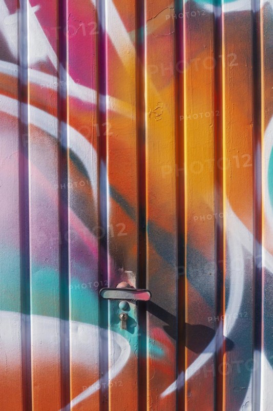 Graffiti, colourfully painted garage door, Bremen, Germany, Europe
