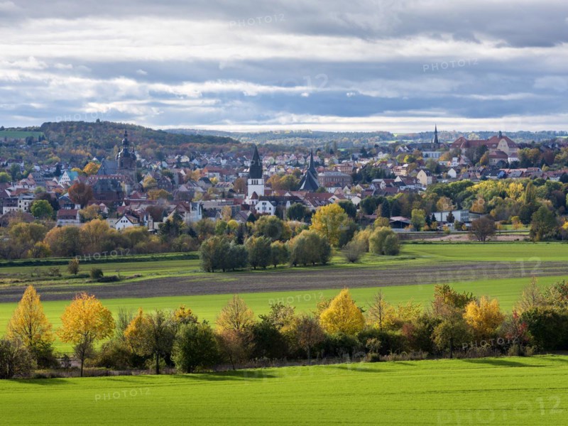 View of Eisleben in autumn, city view, Luther city Eisleben, Saxony-Anhalt, Germany, Europe