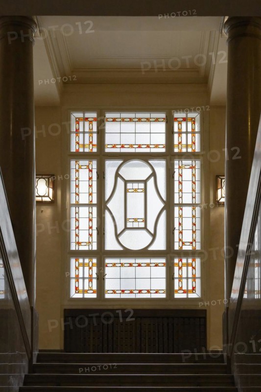 Interior view, window, staircase, Janacek Academy of Music and Performing Arts, Brno, Jihomoravsky kraj, Czech Republic, Europe