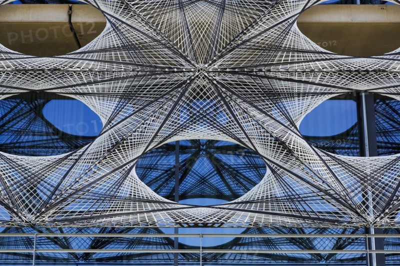 Reutlingen University, Reutlingen University, Texoversum, German University Building Award 2024 for TEXOVERSUM, modern architecture, facade made of carbon and glass fibres, mesh, innovative, identity-creating, unique facade, campus, place of learning, special, extraordinary new building for textile courses, light, airy, airy, holes, detail, architectural eye-catcher, Reutlingen, Baden-Wuerttemberg, Germany, Europe