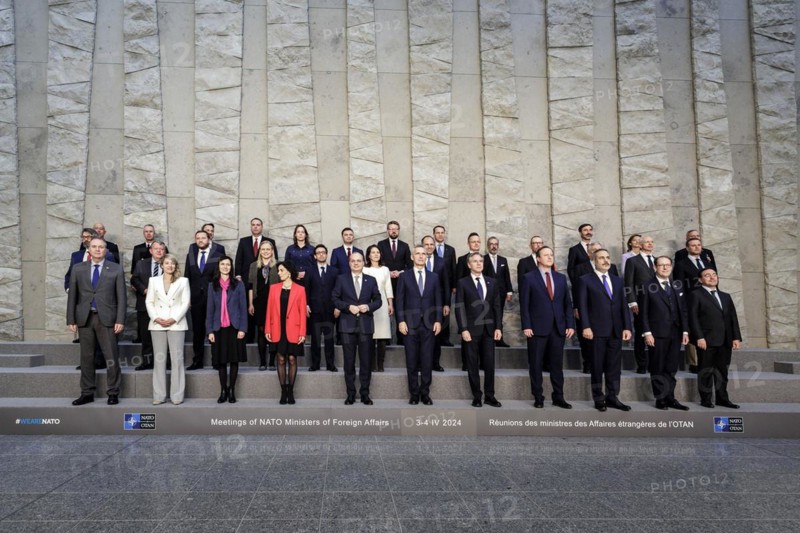 Family photo at the meeting of NATO foreign ministers. Brussels, 03.04.2024. Photographed on behalf of the Federal Foreign Office