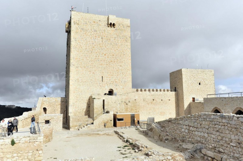 Castillo de Santa Catalina, gothic castle in Jaen, Jaen province, view of a medieval castle with people exploring the grounds, Granada, Andalusia, Spain, Europe
