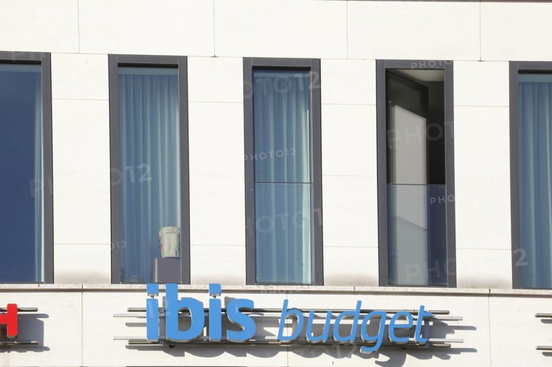 Ibis-Budget logo on an Ibis-Budget hotel, Bremen, Germany, Europe