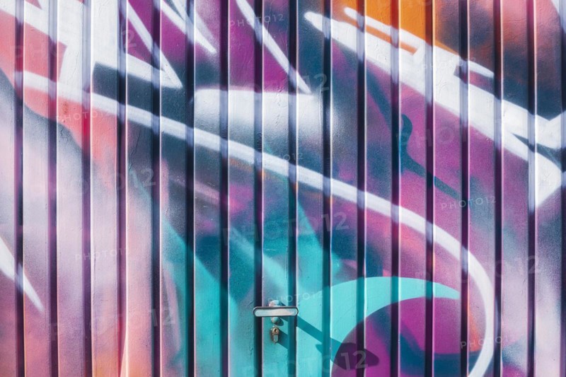 Graffiti, colourfully painted garage door, Bremen, Germany, Europe