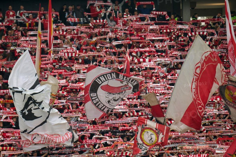 Bundesliga Eintracht Frankfurt-Union Berlin at Deutsche Bank Park in Frankfurt. Berlin's fans. Frankfurt, Hesse, Germany, Europe