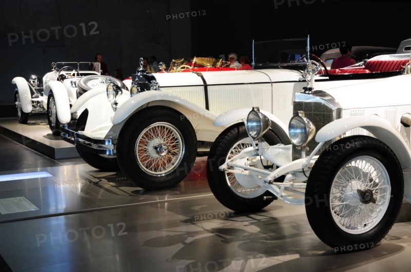 Series of luxurious vintage convertibles presented in an exhibition, Mercedes-Benz Museum, Stuttgart, Baden-Wuerttemberg, Germany, Europe