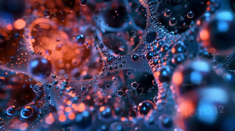 Abstract network of glowing red and blue particles with dynamic high-tech connections, ai generated, AI generated