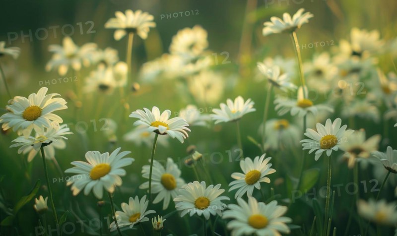 Daisies blooming in a garden, spring background AI generated