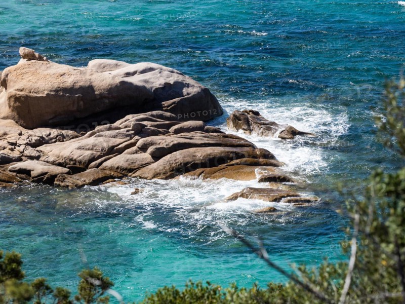 Granite rock formation in the sea, Baja Sardinia, Costa Smeralda, Sardinia, Italy, Europe