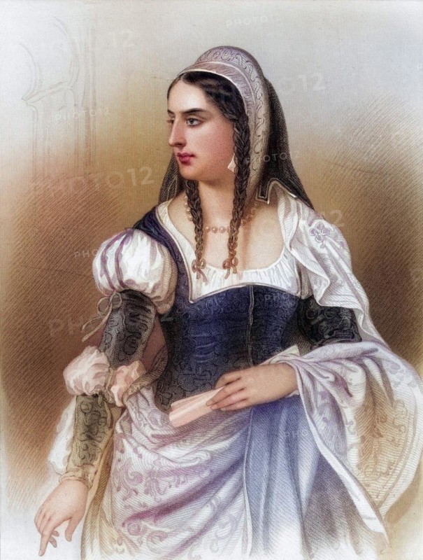 Isabella I, nicknamed Isabella the Catholic. Spanish Isabel la Catolica, 1451- 1504, Queen of Castile (1474-1504) and of Aragon (1479-1504), ruled the two kingdoms together with her man from 1479, Historical, digitally restored reproduction from a 19th century original, Record date not stated