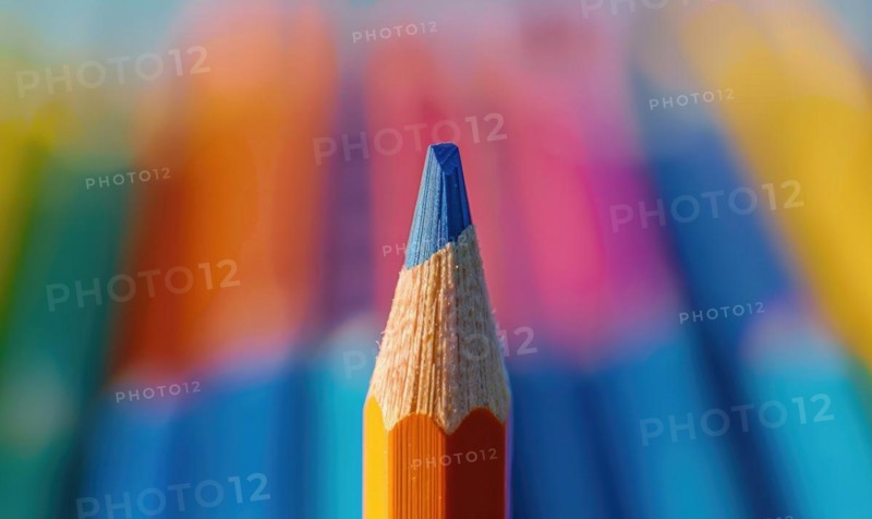 Close-up of a set of colored pencils AI generated