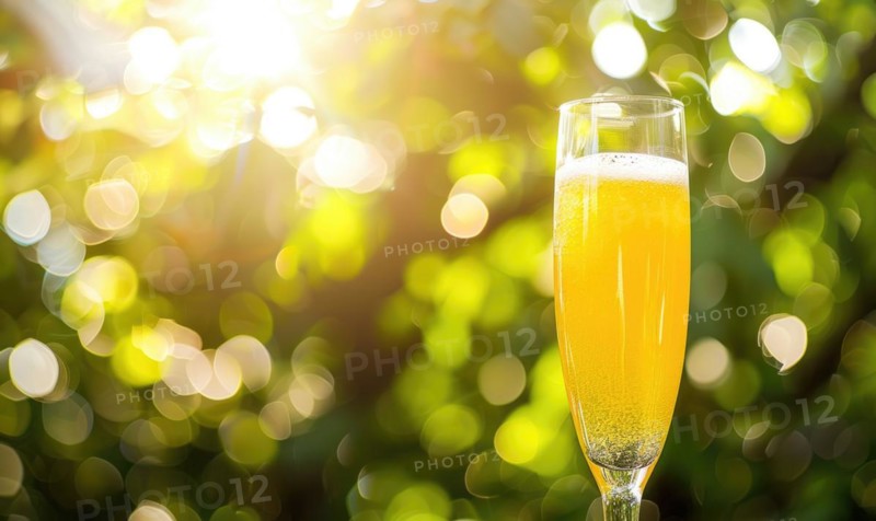 A close-up shot of a orange juce glass, bokeh lights AI generated