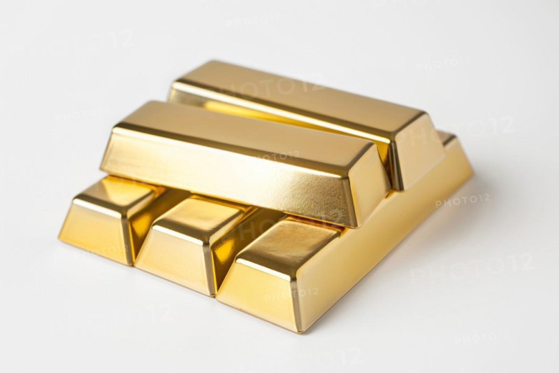 Gold bars on white background. KI generiert, generiert, AI generated