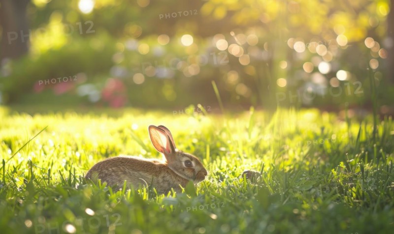 A bunny enjoying a sunny patch of grass AI generated