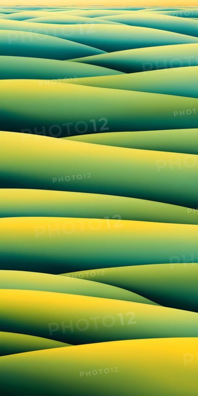 AI generated abstract painting of grasslands under a blazing sunset waves of greens