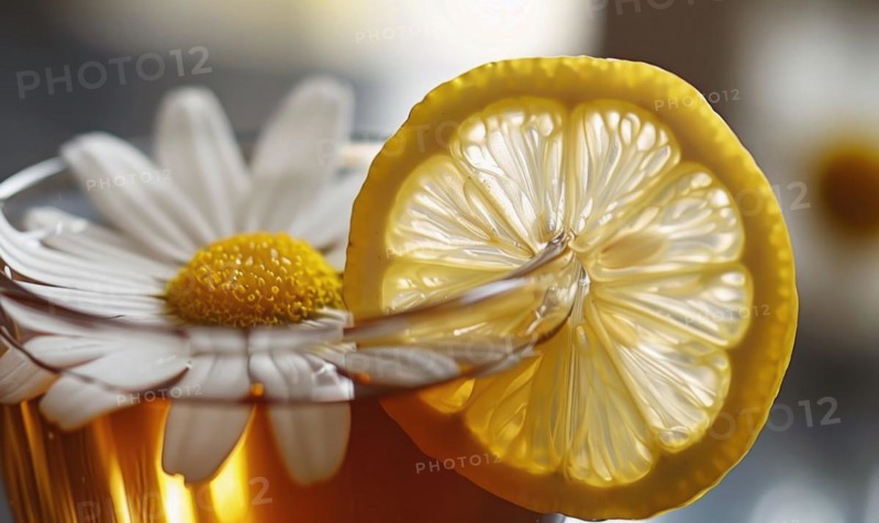 Chamomile tea served with lemon AI generated