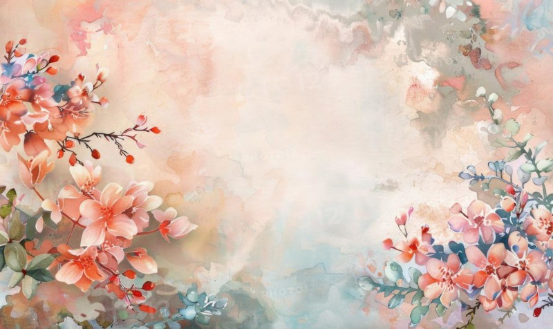 Watercolor flowers and lives, floral background space for text AI generated
